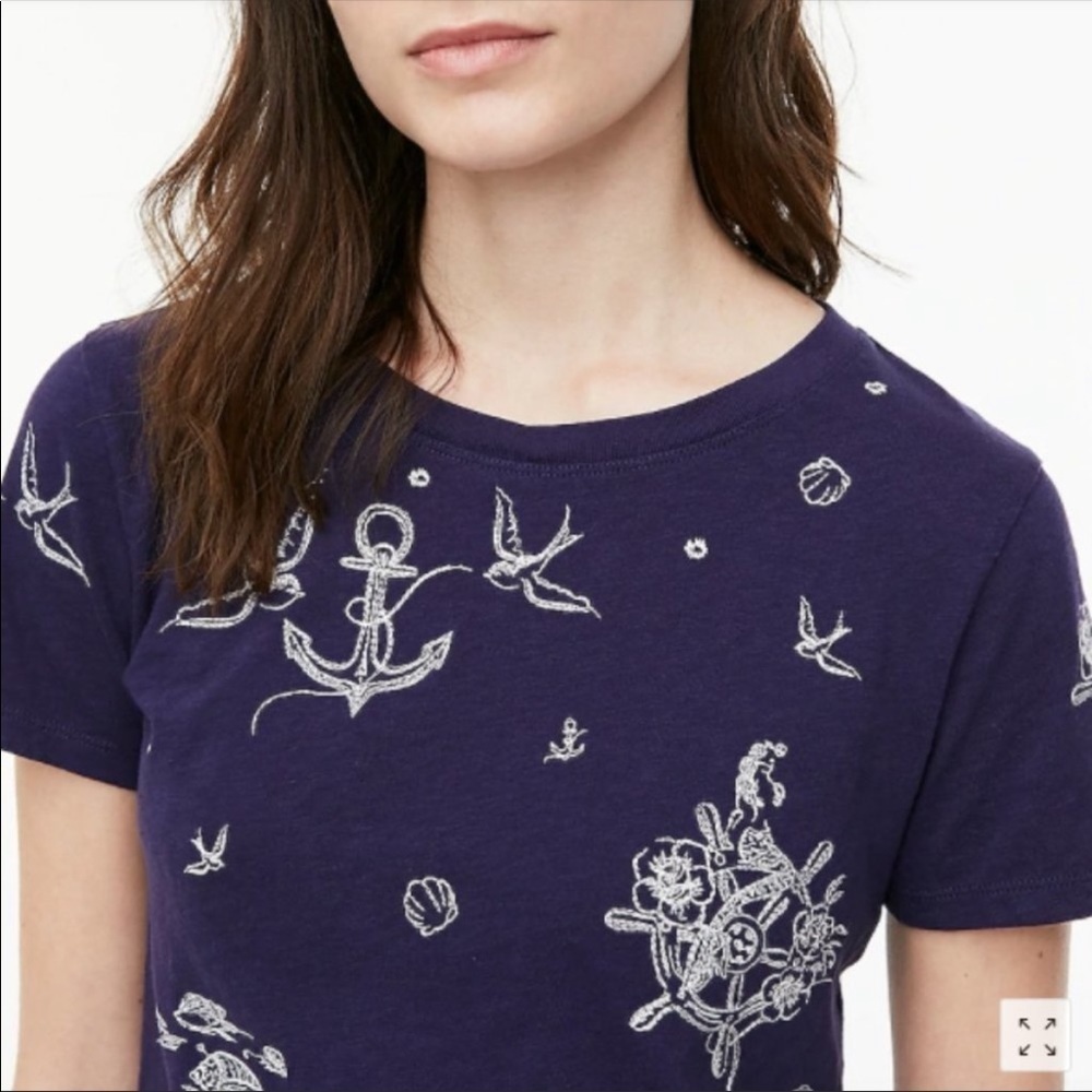 J Crew nautical embroidered tee